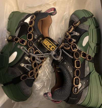 GUCCI FLESHTREK SEGA GREEN REMOVABLE CRYSTAL