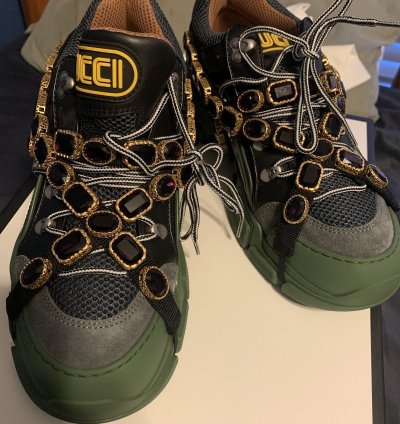 GUCCI FLESHTREK SEGA GREEN REMOVABLE CRYSTAL