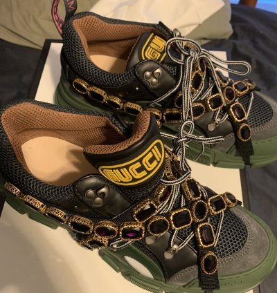 GUCCI FLESHTREK SEGA GREEN REMOVABLE CRYSTAL