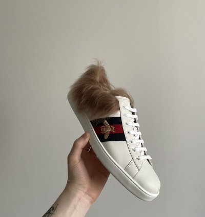 Gucci Fur Bee Ace Sneakers