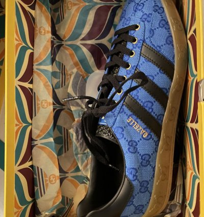 GUCCI GAZELLE BLUE LOGO MONOGRAM RARE