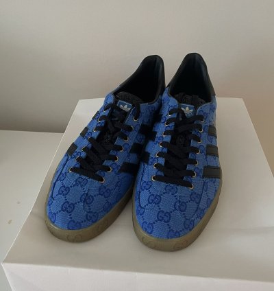 GUCCI GAZELLE BLUE LOGO MONOGRAM RARE