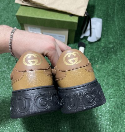 Gucci GG Embossed Black Brown Size 7