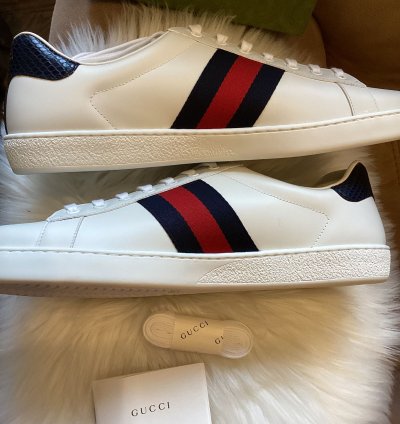 Gucci Gucci Ace Leather White Blue