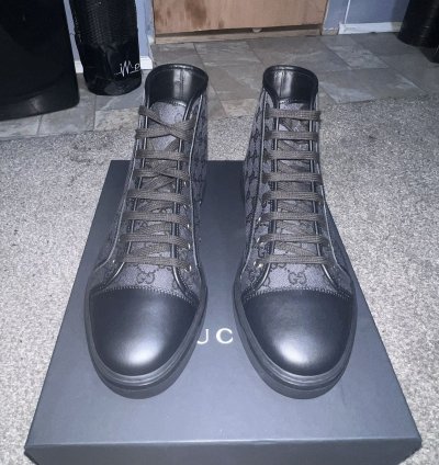 Gucci Hightop Fabric Sneakers Black US 11 5 Brand New