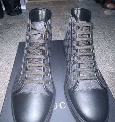 Gucci Hightop Fabric Sneakers Black US 11 5 Brand New