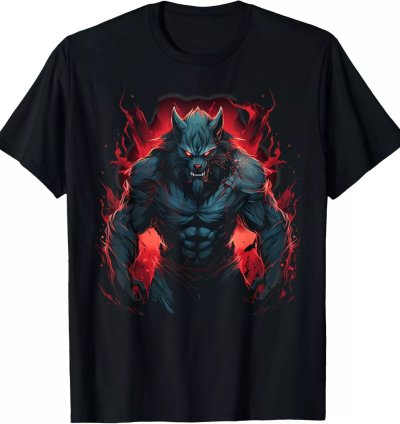 New Werewolf Full Moon Scary Angry Wolf Halloween T-Shirt S-5XL