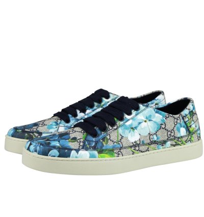 Gucci Men Bloom Flower Print Supreme Canvas Sneaker Shoes