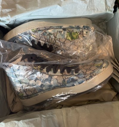 GUCCI Men Bloom Print Supreme GG Blue Hi Top Sneaker