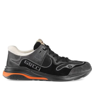Gucci Men Suede Ultrapace Running Sneaker Grey Orange