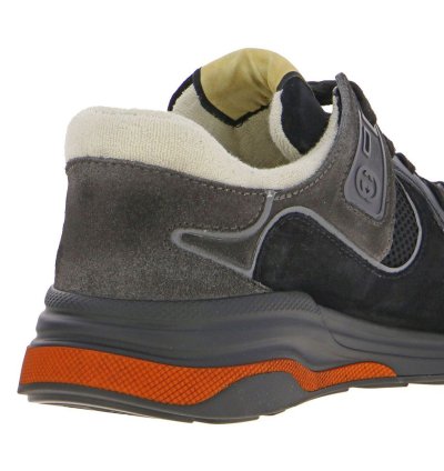Gucci Men Suede Ultrapace Running Sneaker Grey Orange