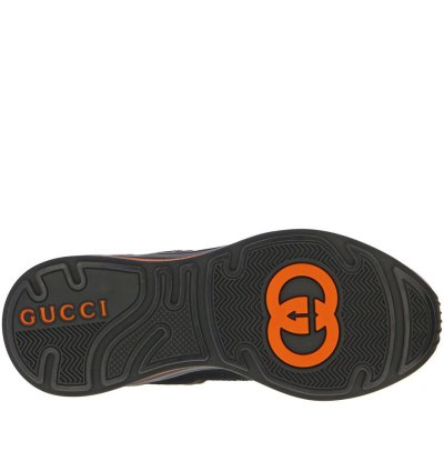 Gucci Men Suede Ultrapace Running Sneaker Grey Orange