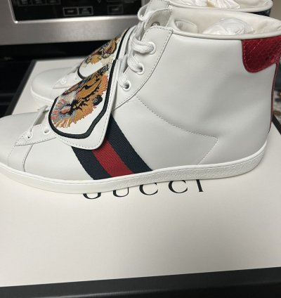 GUCCI Removable Patches Ace Mens High Top Sneakers