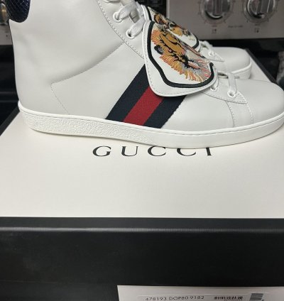 GUCCI Removable Patches Ace Mens High Top Sneakers