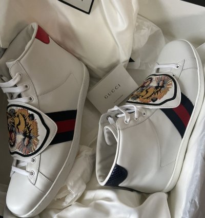 GUCCI Removable Patches Ace Mens High Top Sneakers
