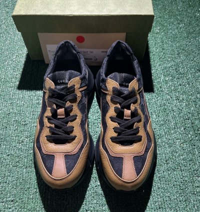 Gucci Rhyton Maxi GG Supreme Black Khaki Beige Size 7 5