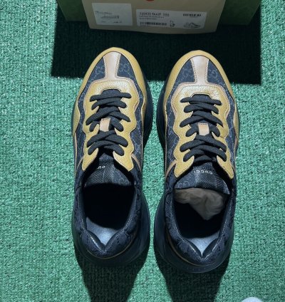 Gucci Rhyton Maxi GG Supreme Black Khaki Beige Size 7 5