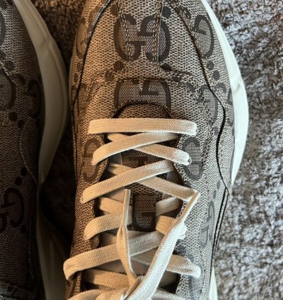 GUCCI RHYTON SNEAKER GG SUPREME LOGO BEIGE SIZE 12 UK 11