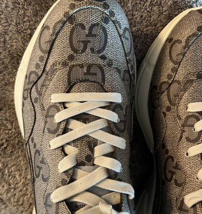 GUCCI RHYTON SNEAKER GG SUPREME LOGO BEIGE SIZE 12 UK 11
