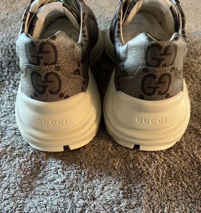 GUCCI RHYTON SNEAKER GG SUPREME LOGO BEIGE SIZE 12 UK 11
