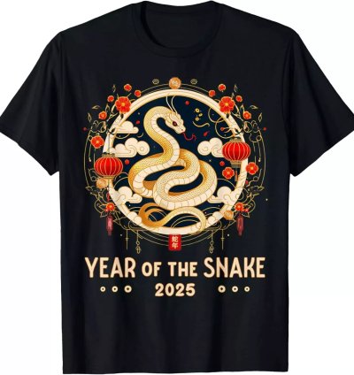 2025 Year Of The Snake Chinese Lunar Calendar New Year T-Shirt S-5XL