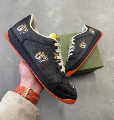 Gucci Screener Tiger Shoes Black