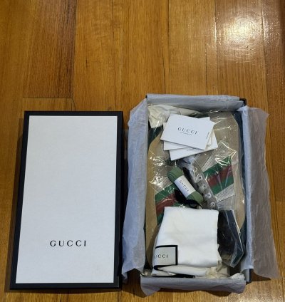 Gucci Screener Vintage Leather Low Top Sneakers White Beige