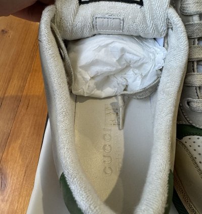 Gucci Screener Vintage Leather Low Top Sneakers White Beige