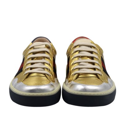 Gucci Web Leather Screener Sneakers