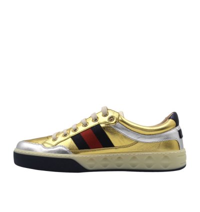 Gucci Web Leather Screener Sneakers