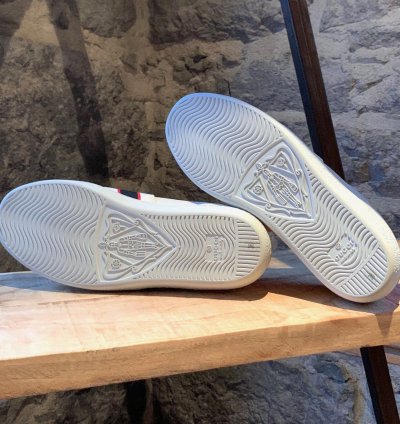 Gucci White Ace Elastic Band Striped Logo Low-top Sneakers