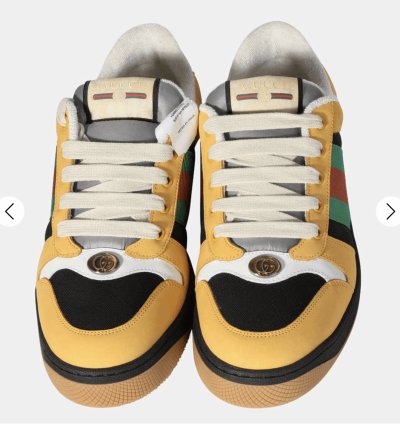 Gucci Yellow Web Suede Stripe Screener Sneaker Shoe 9 42