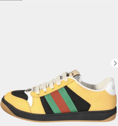 Gucci Yellow Web Suede Stripe Screener Sneaker Shoe 9 42