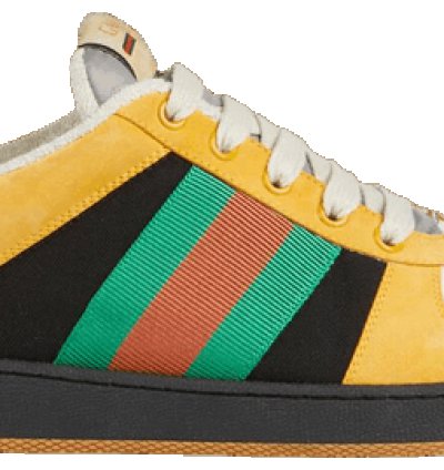Gucci Yellow Web Suede Stripe Screener Sneaker Shoe 9 42