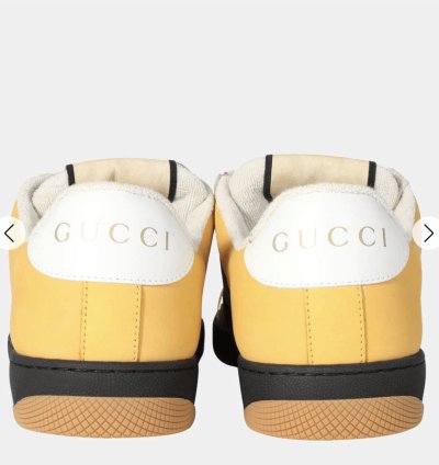 Gucci Yellow Web Suede Stripe Screener Sneaker Shoe 9 42