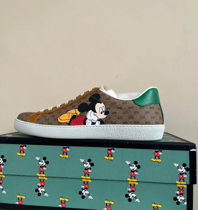 Mickey Mouse Low Top Sneakers in Brown Multicolor