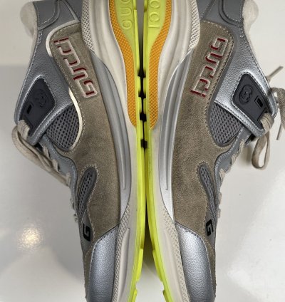 New Auth Gucci Ultrapace Sneaker Silver Metallic Men US 10