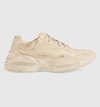 o1s1wg110125 Rhyton Leather Low-Top Sneakers in Beige