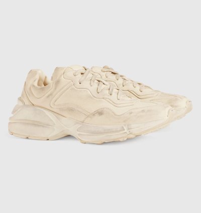 o1s1wg110125 Rhyton Leather Low-Top Sneakers in Beige