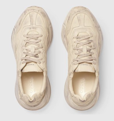 o1s1wg110125 Rhyton Leather Low-Top Sneakers in Beige