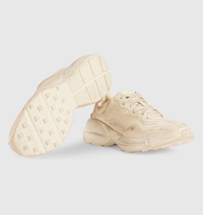 o1s1wg110125 Rhyton Leather Low-Top Sneakers in Beige