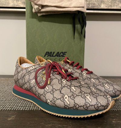 Palace Gucci Monogram Sneakers in Brown Multicolor