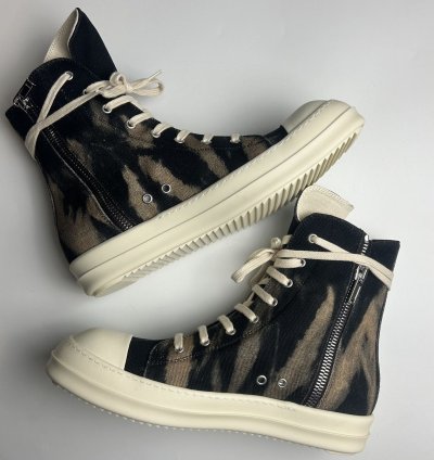 Rick Owens Ramones High Drkshdw Black Terra Tie Dye