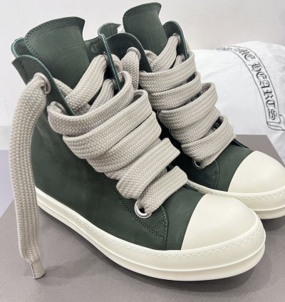 RICK OWENS RAMONES JUMBO LACE HIGH SNEAKER EDFU GREEN