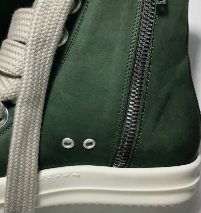 RICK OWENS RAMONES JUMBO LACE HIGH SNEAKER EDFU GREEN