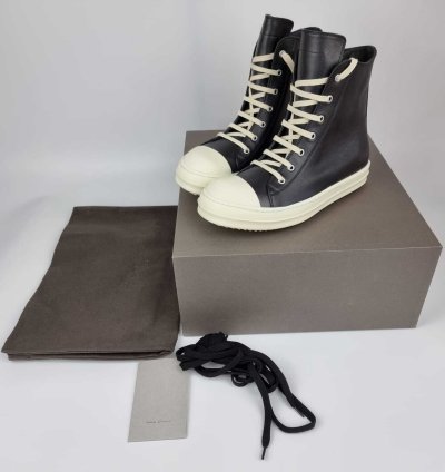 Rick Owens Ramones Leather High Top Sneakers New FW23