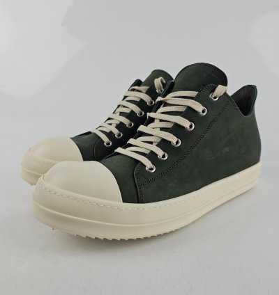 Rick Owens Ramones Leather Moss Milk Sneakers New 42 5