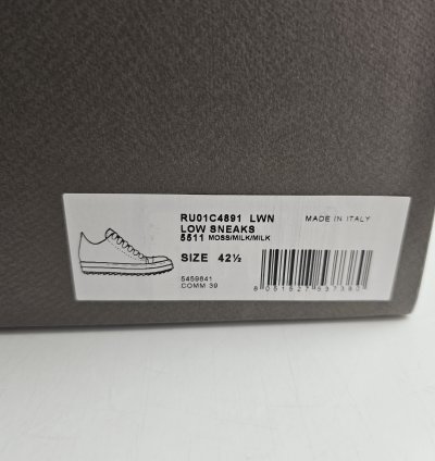 Rick Owens Ramones Leather Moss Milk Sneakers New 42 5