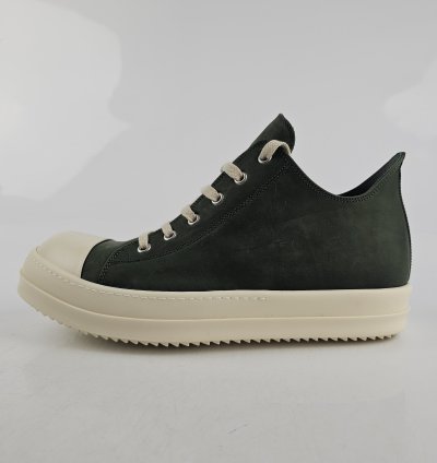 Rick Owens Ramones Leather Moss Milk Sneakers New 42 5