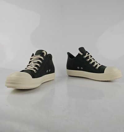 Rick Owens Ramones Leather Moss Milk Sneakers New 42 5